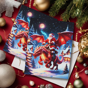 Carte Postale Santa et dragon la veille de Noël