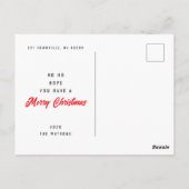 Carte Postale Santa Face Noël (Dos)