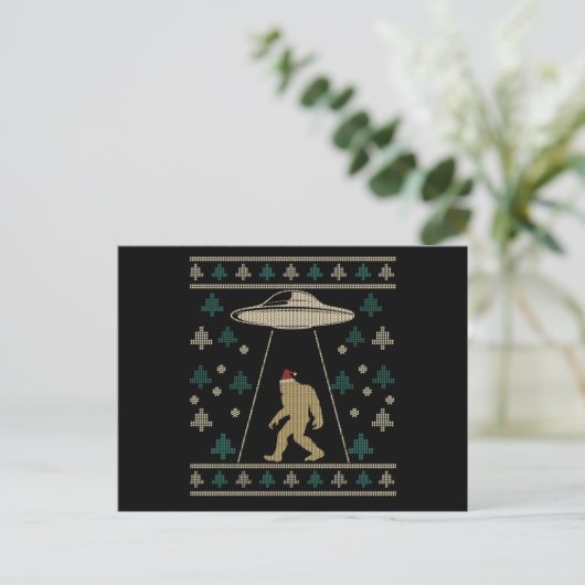 Carte Postale Santa hat Bigfoot Alien Ufo Sasquatch (Debout devant)