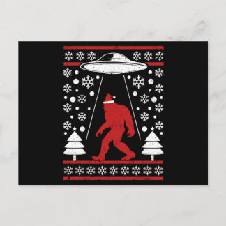 Carte Postale Santa hat Bigfoot Alien Ufo Sasquatch