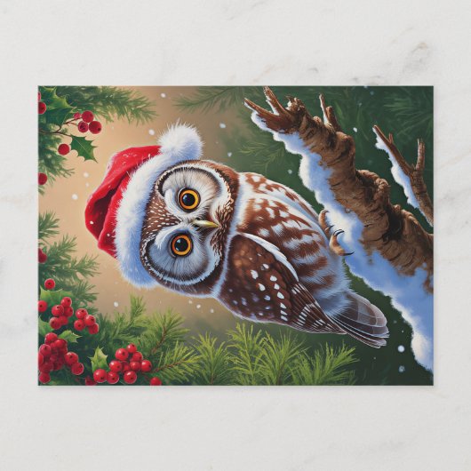 Carte postale Santa Hat Owl (Devant)