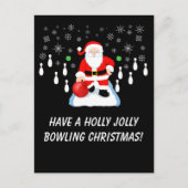 Carte Postale Santa Noël Bowling Amusement Joyeux (Devant)