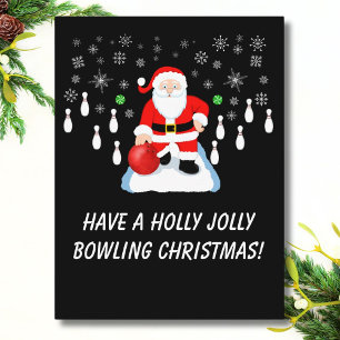 Carte Postale Santa Noël Bowling Amusement Joyeux