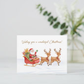 Carte Postale Santa Reindeers Sleigh Christmas Postcard (Debout devant)