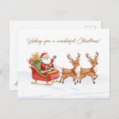 Carte Postale Santa Reindeers Sleigh Christmas Postcard (Devant / Derrière)