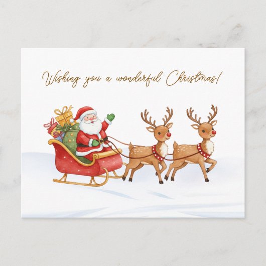 Carte Postale Santa Reindeers Sleigh Christmas Postcard (Devant)