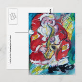 CARTE POSTALE SANTA & SAX, FÊTE DE NOËL (Devant / Derrière)