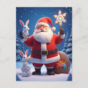 Carte Postale 🎄 Santa tenant un flocon de neige❄️ Noël festif