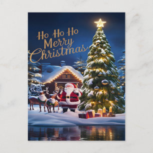 Carte Postale Santas Magique Balade À Travers La Nuit Neige