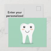 Carte Postale Santé dentaire - dent heureuse, souriante (Devant / Derrière)