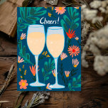 Carte Postale Santé! Fleurs de Champagne au vin mousseux Fêtes<br><div class="desc">Doux peinture de deux verres de champagne pour souhaiter à quelqu'un des félicitations. Cliquez sur "modifier à l'aide de l'outil de conception" pour ajouter du texte au verso. Consultez ma boutique pour en savoir plus ou faites-moi savoir si vous voulez quelque chose de personnalisé! Je peux créer de l'art personnalisé...</div>