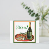 CARTE POSTALE SANTÉ! IMPRIMER VINTAGE CHAMPAGNE (Debout devant)