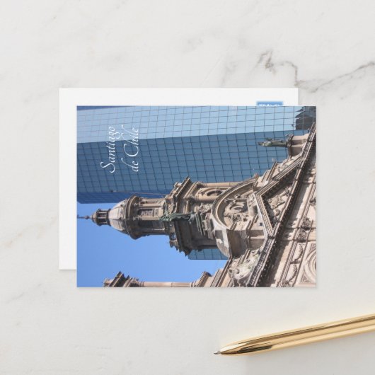 Carte Postale Santiago du Chili, ancien et nouveau (Devant/Arrière en situation)