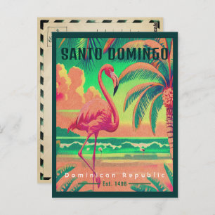 Carte Postale Santo Domingo DR Retro Flamants roses Souvenir 195