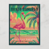 Carte Postale Santo Domingo DR Retro Flamants roses Souvenir 195 (Devant)
