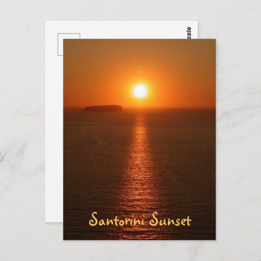 Carte Postale Santorin coucher de soleil avec texte - île grecqu (Devant / Derrière)