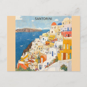 Carte Postale Santorin Grèce Aquarelle grecque Voyage