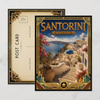 Santorin Grèce Art Déco Vintage Falaises