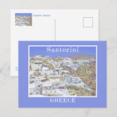 Carte Postale Santorin, Grèce/bâtiments blancs emblématiques (Devant / Derrière)