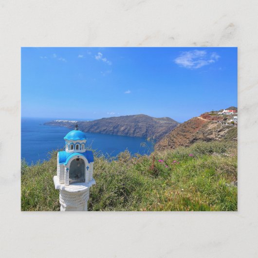Carte Postale Santorin Grèce Bleu Domed Church (Devant)