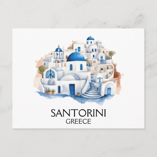 Carte Postale Santorin Grèce Bleu Toit Bâtiments Architecture (Devant)