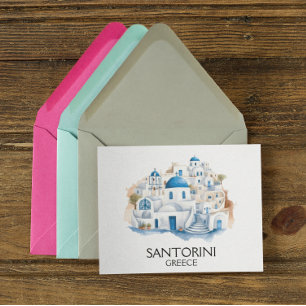 Carte Postale Santorin Grèce Bleu Toit Bâtiments Architecture