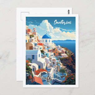 Carte Postale Santorin Grèce Célèbre Vintage voyage Place