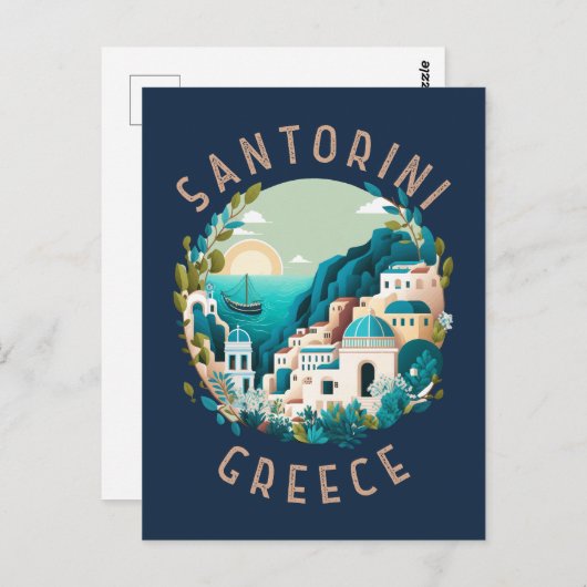 Carte Postale Santorin Grèce Cercle en détresse (Devant / Derrière)