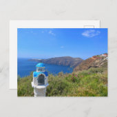 Carte Postale Santorin Grèce Église à dômes bleus (Devant / Derrière)