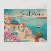 Carte Postale Santorin Grèce Ile Aquarelle Voyage Souvenir (Devant)