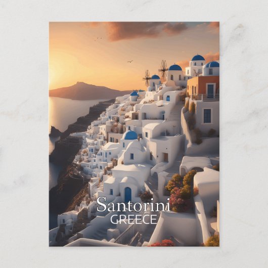 Carte Postale Santorin, Grèce : Le paradis des vacances inoublia (Devant)