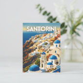 Carte Postale Santorin Grèce Nostalgale Travel Art (Debout devant)