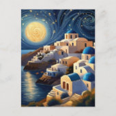 Carte Postale Santorin, Grèce par Lumière de la Lune - Grec Isla (Devant)