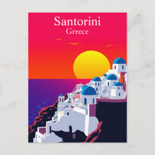 Carte Postale Santorin, Grèce Voyage Ancien Océan Coucher de sol