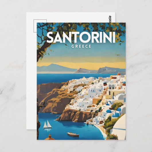 Carte Postale Santorin Grèce Voyage nostalgique (Devant / Derrière)