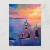 Carte Postale Santorin Grèce Vue depuis Oia au coucher du soleil (Devant)