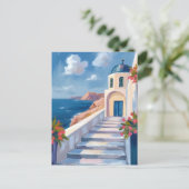 Carte Postale Santorin Grèce Watercolor Travel (Debout devant)