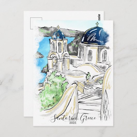 Carte Postale Santorin Ile Grèce Souvenirs d'été (Devant / Derrière)