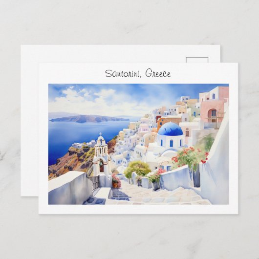 Carte Postale Santorin peint en Grèce (Devant / Derrière)