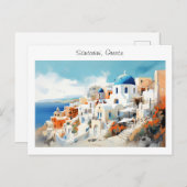 Carte Postale Santorin peinte en Grèce (Devant / Derrière)