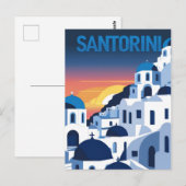 Carte Postale Santorin Sunset Blue Domes (Devant / Derrière)