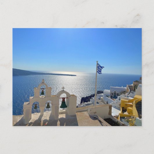 Carte Postale Santorin Triple Bell Tower Grèce Photographie (Devant)
