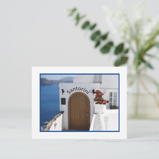 CARTE POSTALE SANTORINI, GRÈCE/ ARCHITECTURE BLANCHE TYPIQUE/MER (Debout devant)