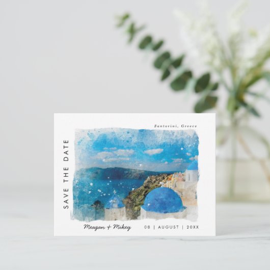 Carte Postale santorini grèce été enregistrer la date (Debout devant)