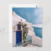 Carte Postale Santorini Grèce - Porte bleue à santorini Grèce T (Devant / Derrière)