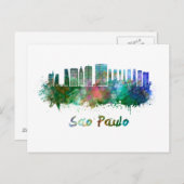 Carte Postale Sao Paulo skyline in watercolor (Devant / Derrière)