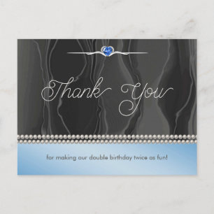 Carte Postale Saphir Bleu Joint Anniversaire Perles de Soie Noir
