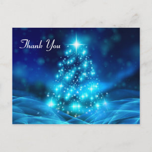 Carte Postale Sapin de Noël Bleu Électrique Moderne Merci