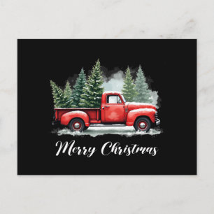 Carte Postale Sapin de Noël camion rouge joyeux