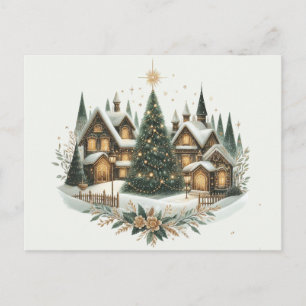 Carte Postale Sapin de Noël de village